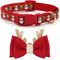 Christmas Dog Collar Adjustable Xmas Dog Collar with Christmas Antler Bow Tie Accessories Snowman Dog Collar for Medium Dogs