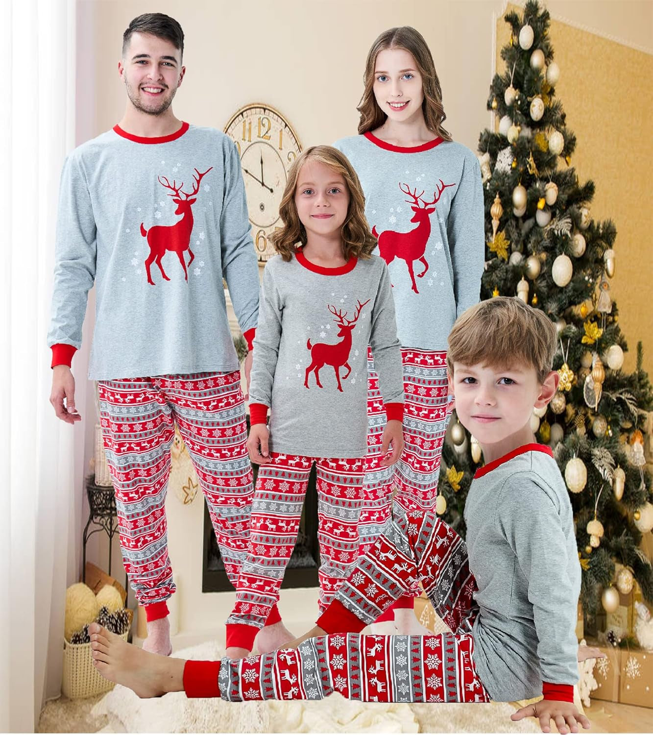 Christmas Family Matching Reindeer Pajamas Holiday Pajamas Snowman Sleepwear Christmas Pjs