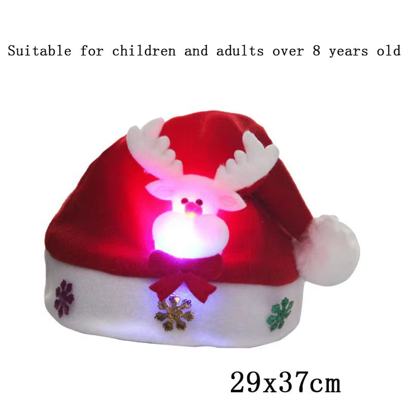 New Style! LED Christmas Hat Beanie Light up Illuminate Warm Hat 48 Patterns New Year Snowman Sweater Hat Christmas Decorations