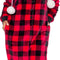 Womens Hooded Buffalo Plaid One Piece Pajamas with Sherpa Trim - Warm Plush Jumpsuit